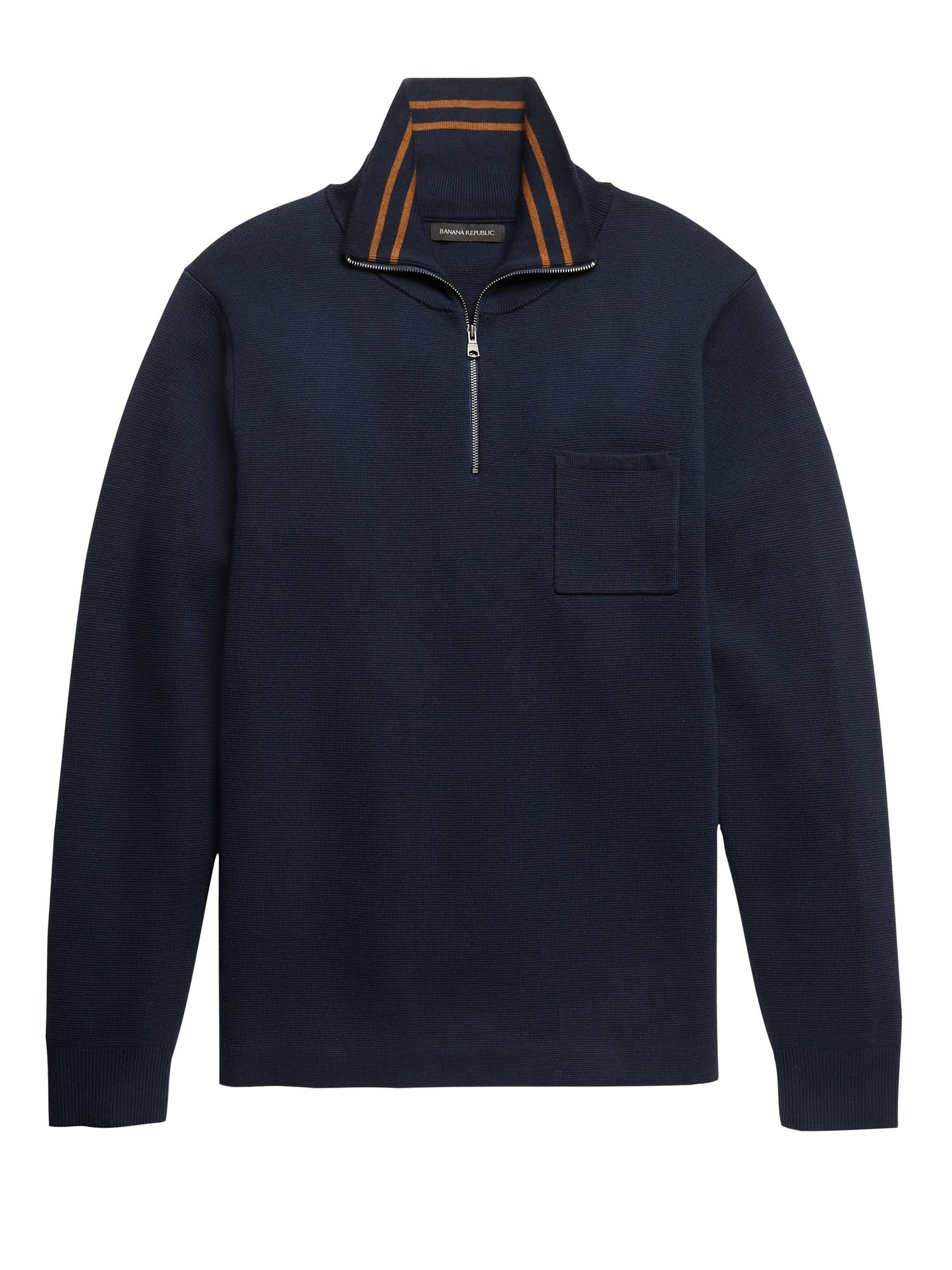 Banana Republic Men's Heritage Supima Cotton Half-Zip Sweater Navy Size S