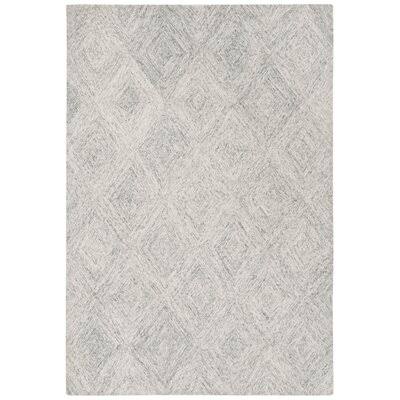 Cardella Geometric Handmade Tufted Wool Silver Area Rug Wrought Studio Rug Size: Rectangle 5' x 8'