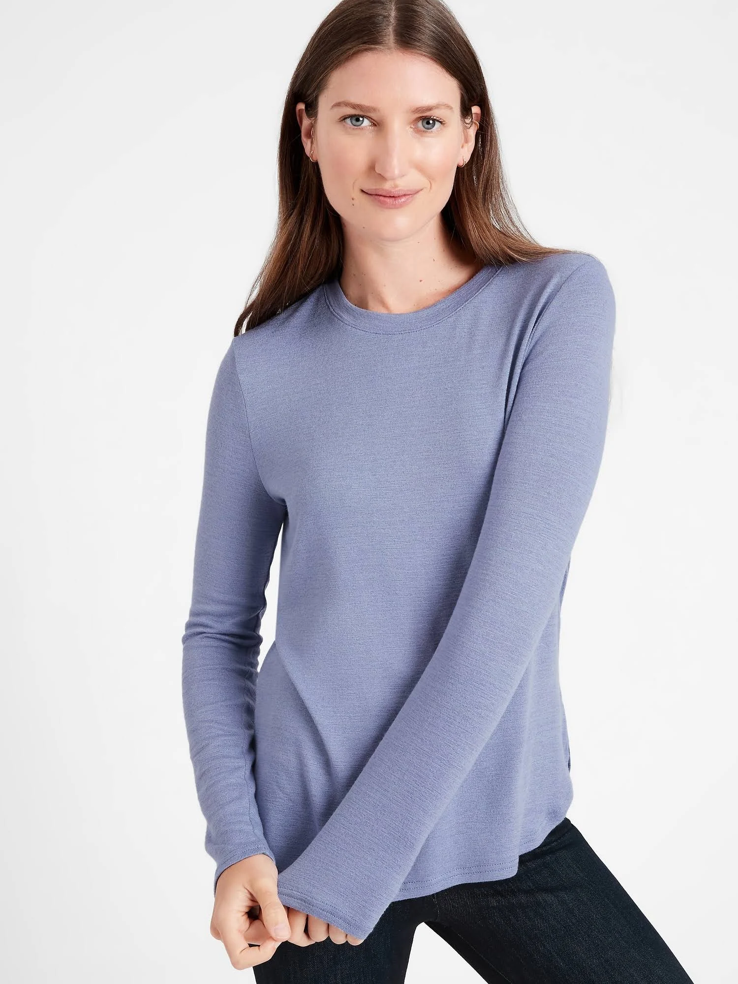 Banana Republic Women's Luxespun Long-Sleeve T-Shirt Fade Into Blue Size Xs