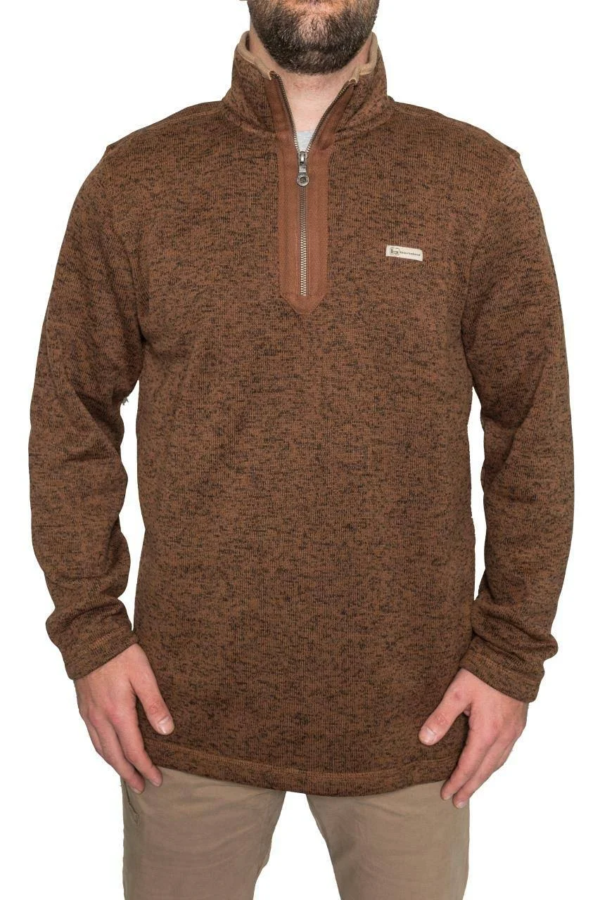 Banded Heather Fleece 1/4 Zip Pullover Brown 3XL