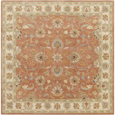 Birch Lane Heritage Arden Floral Hand-Tufted Wool Burnt Orange Area Rug Rug Size: Square 8&