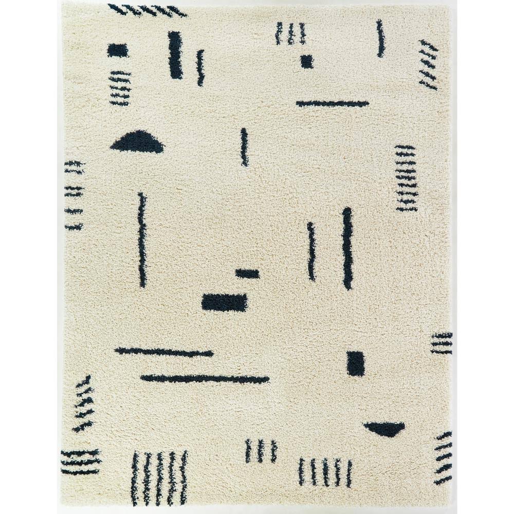 BALTA Rupa White/Navy 7 ft. x 9 ft. Modern Shag Area Rug