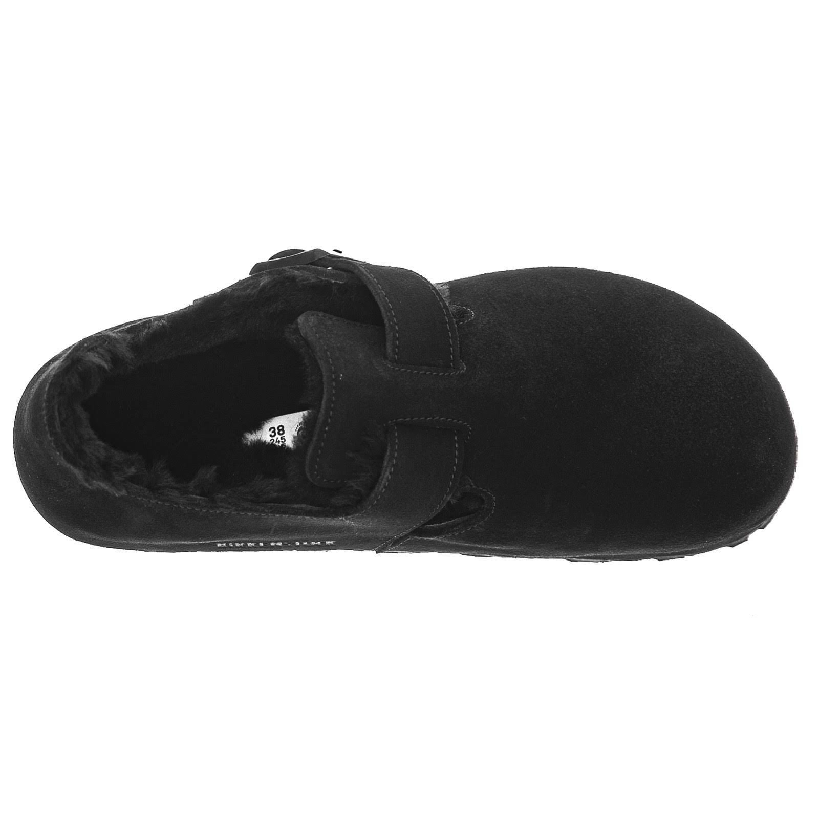 Birkenstock London Suede Leather Shearling Black Low Shoes