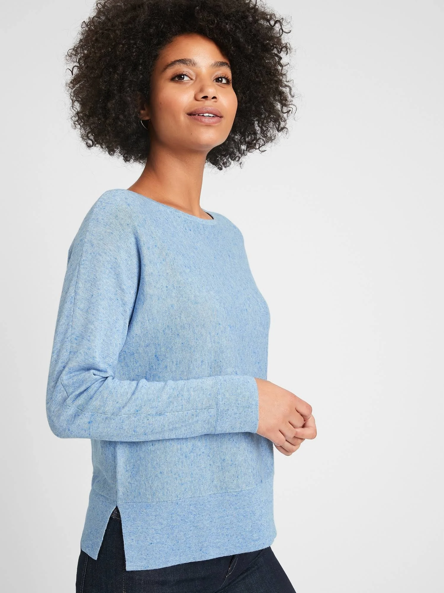 Women's Fleck Boat-Neck Sweater Ocean Sky