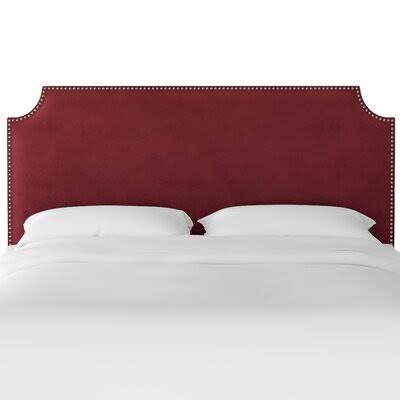 Alamak Velvet Notched Nail Button Upholstered Panel Headboard Willa Arlo Interiors Size: King, Color: Berry