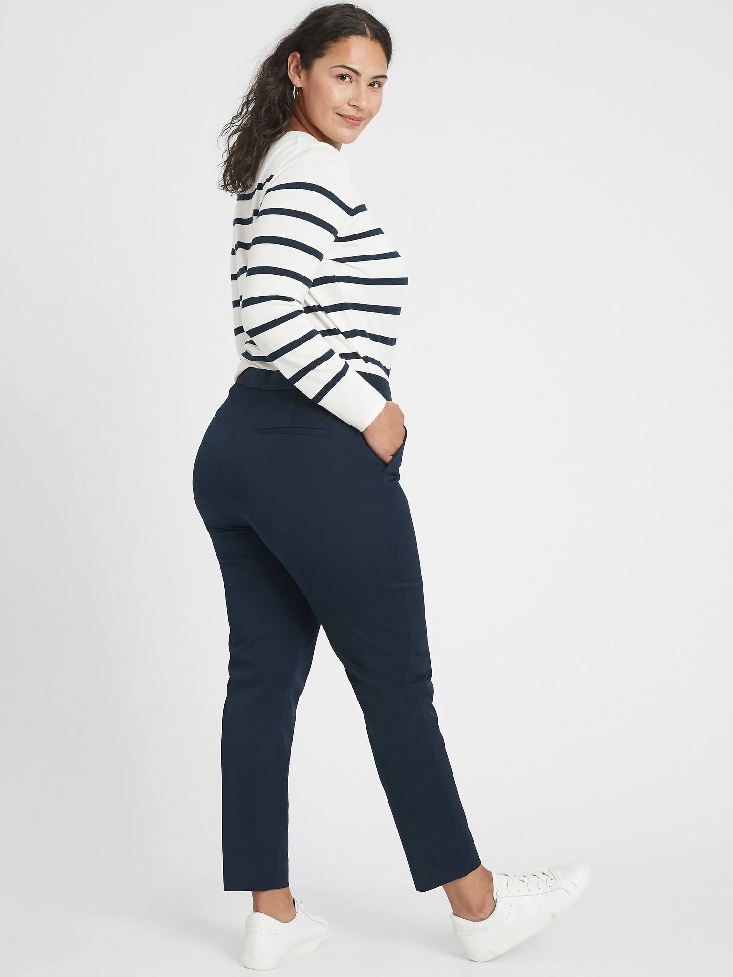 Women's High Rise Slim Ankle Bi-Stretch Pant Navy