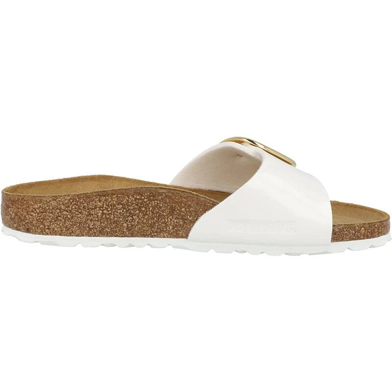 Birkenstock Adult Madrid Big Buckle White Birko-Flor Patent Slides