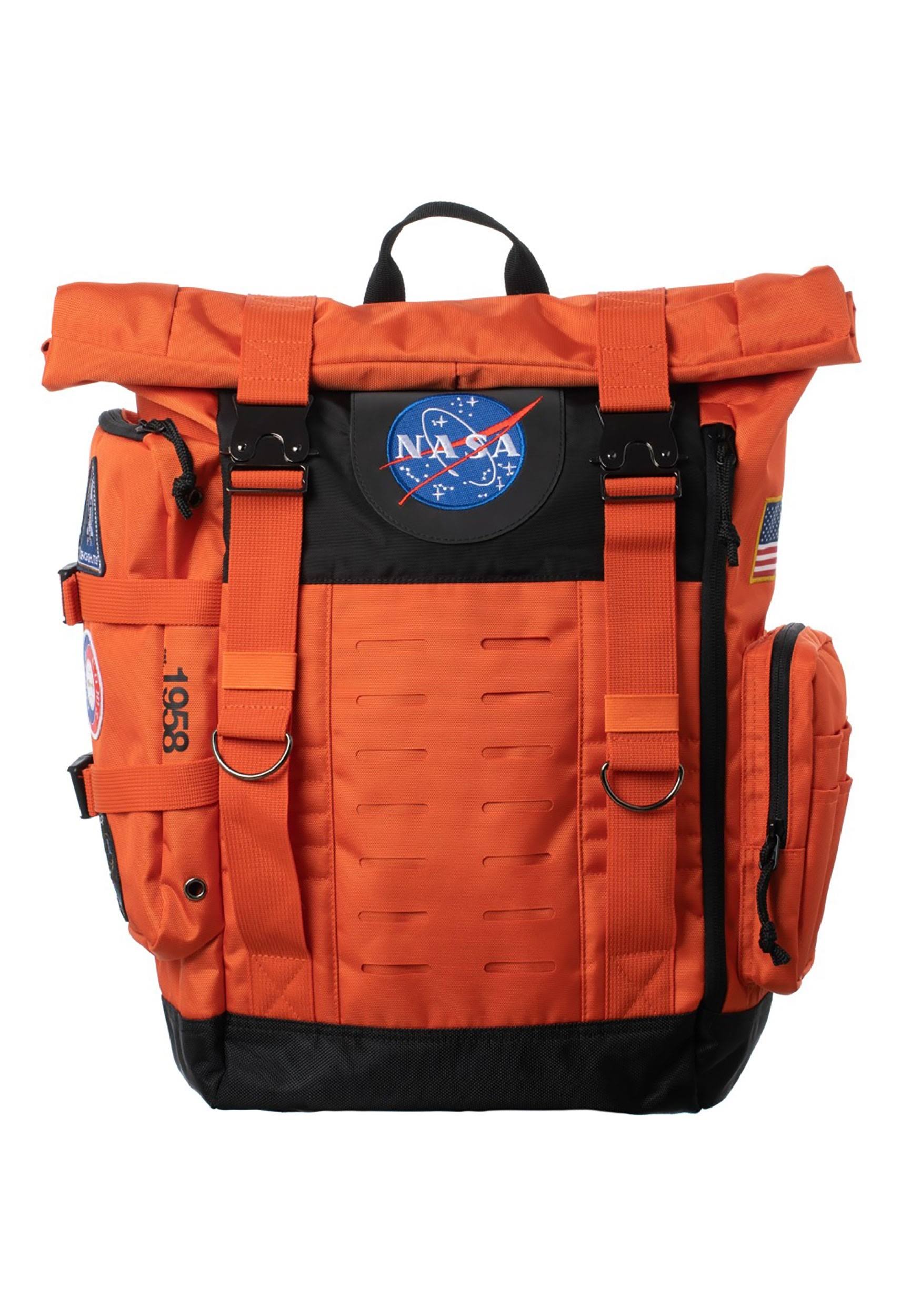 NASA Orange Flight Suit Rolltop Backpack with Patches