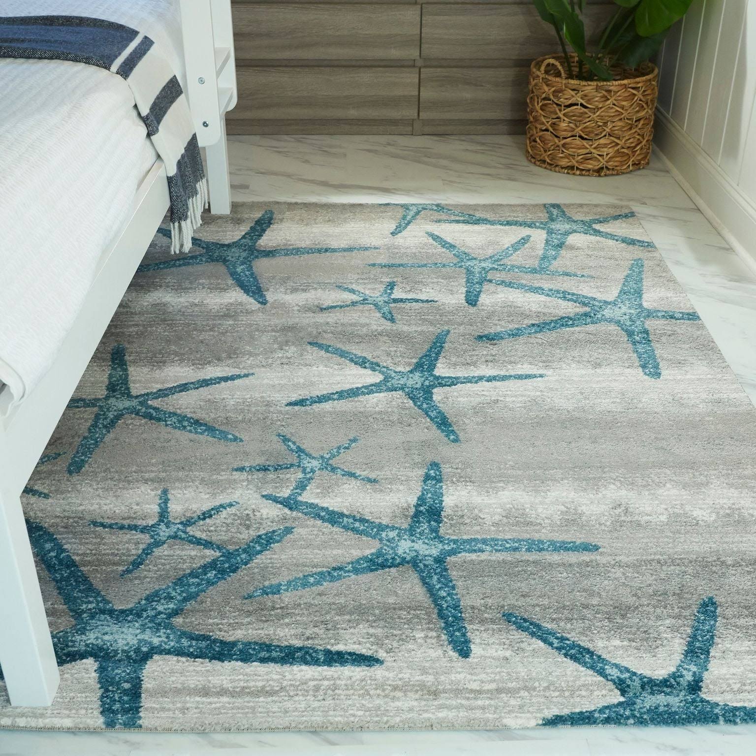 BALTA Martin Dark Blue 9 ft. x 12 ft. Coastal Starfish Area Rug