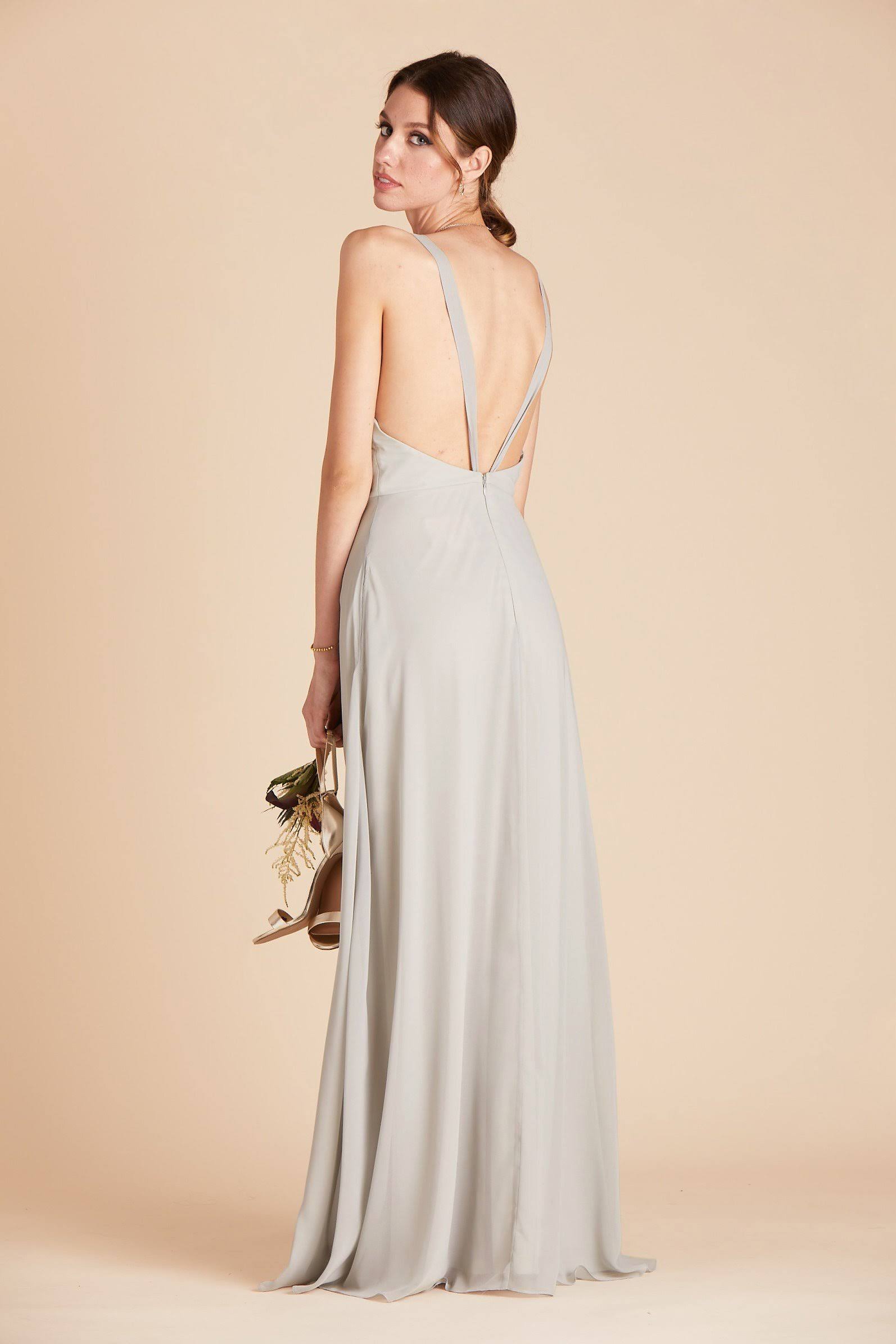 Moni Convertible Chiffon Bridesmaid Dress in Dove Gray L / Dove Gray