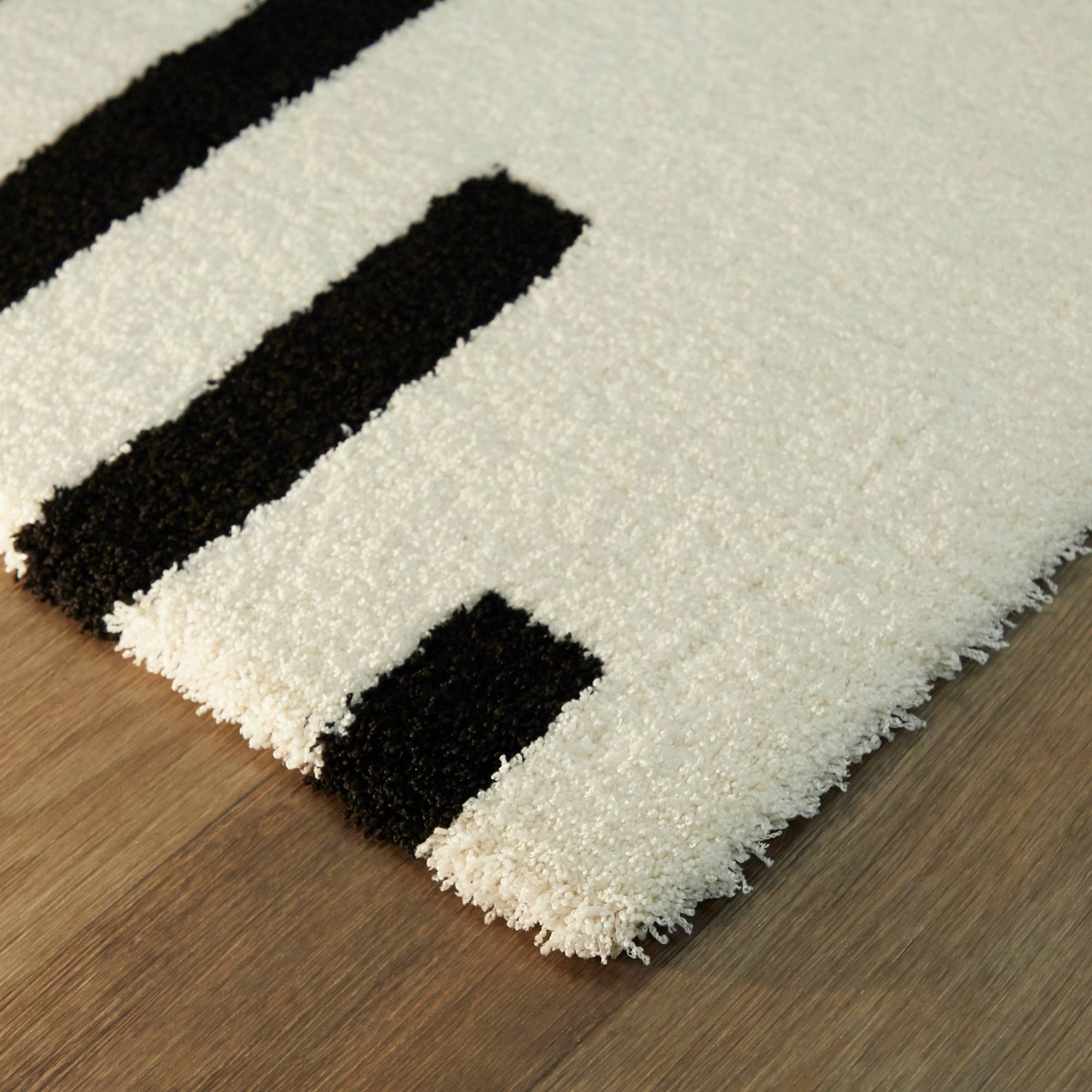 BALTA Walsh White 5 ft. x 7 ft. Modern Striped Area Rug