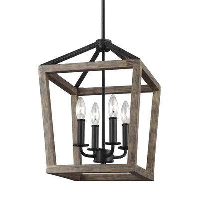4 - Light Lantern Geometric Chandelier Size: 62.5x22 H x 12x22 W x 12x22 D