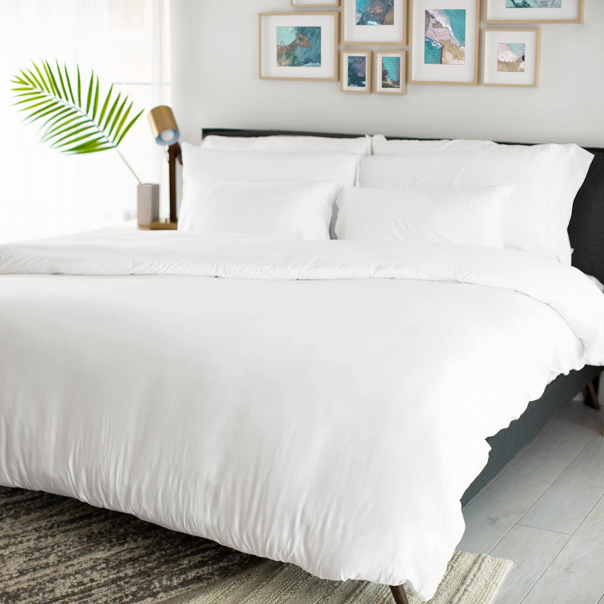 Bamboo Sateen Duvet Cover - White-King