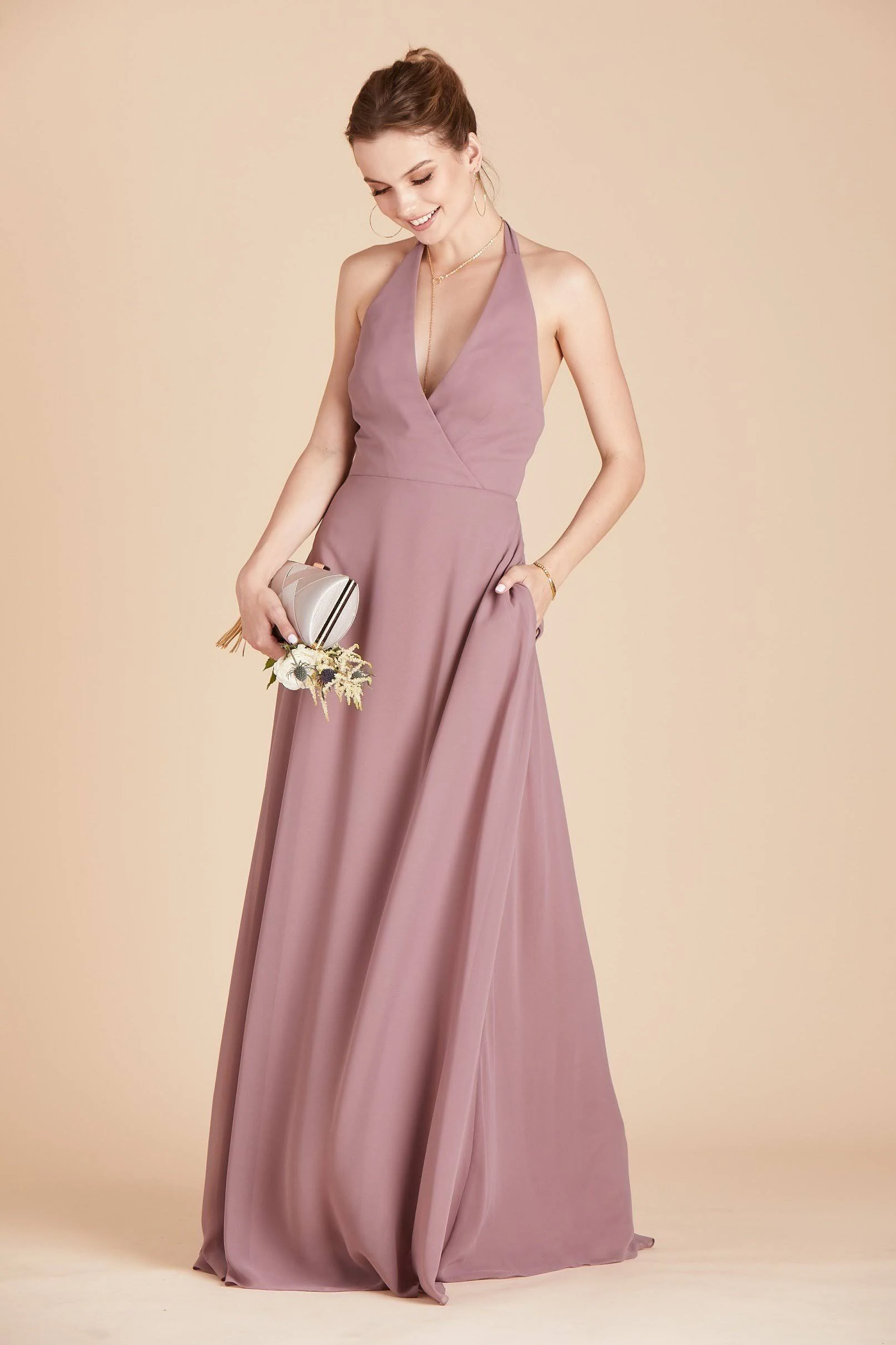 Birdy Grey Moni Convertible Chiffon Bridesmaid Dress in Dark Mauve Xs / Dark Mauve