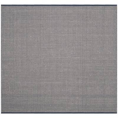 Cayman Geometric Handwoven Flatweave Cotton Ivory/Navy Area Rug Highland Dunes Rug Size: Square 4&