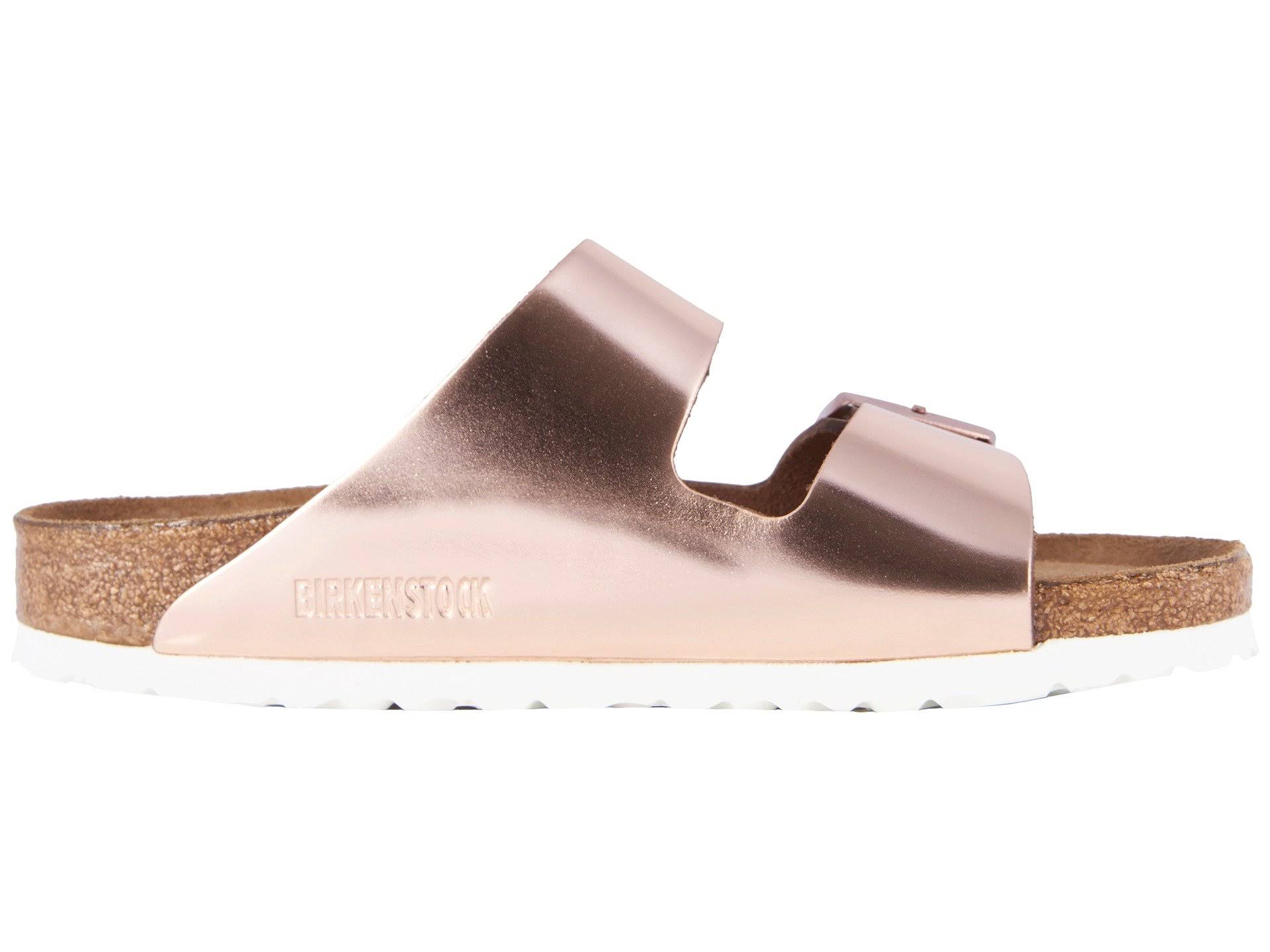 Birkenstock Women's Arizona Soft Footbed Sandal - 42 - Metallic Copper Leather