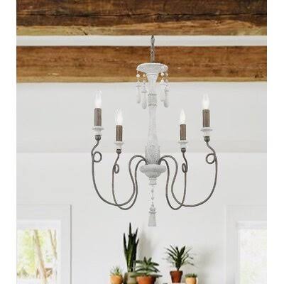 Eyota 4 - Light Candle Style Empire Chandelier with Wrought Iron Accents One Allium Way