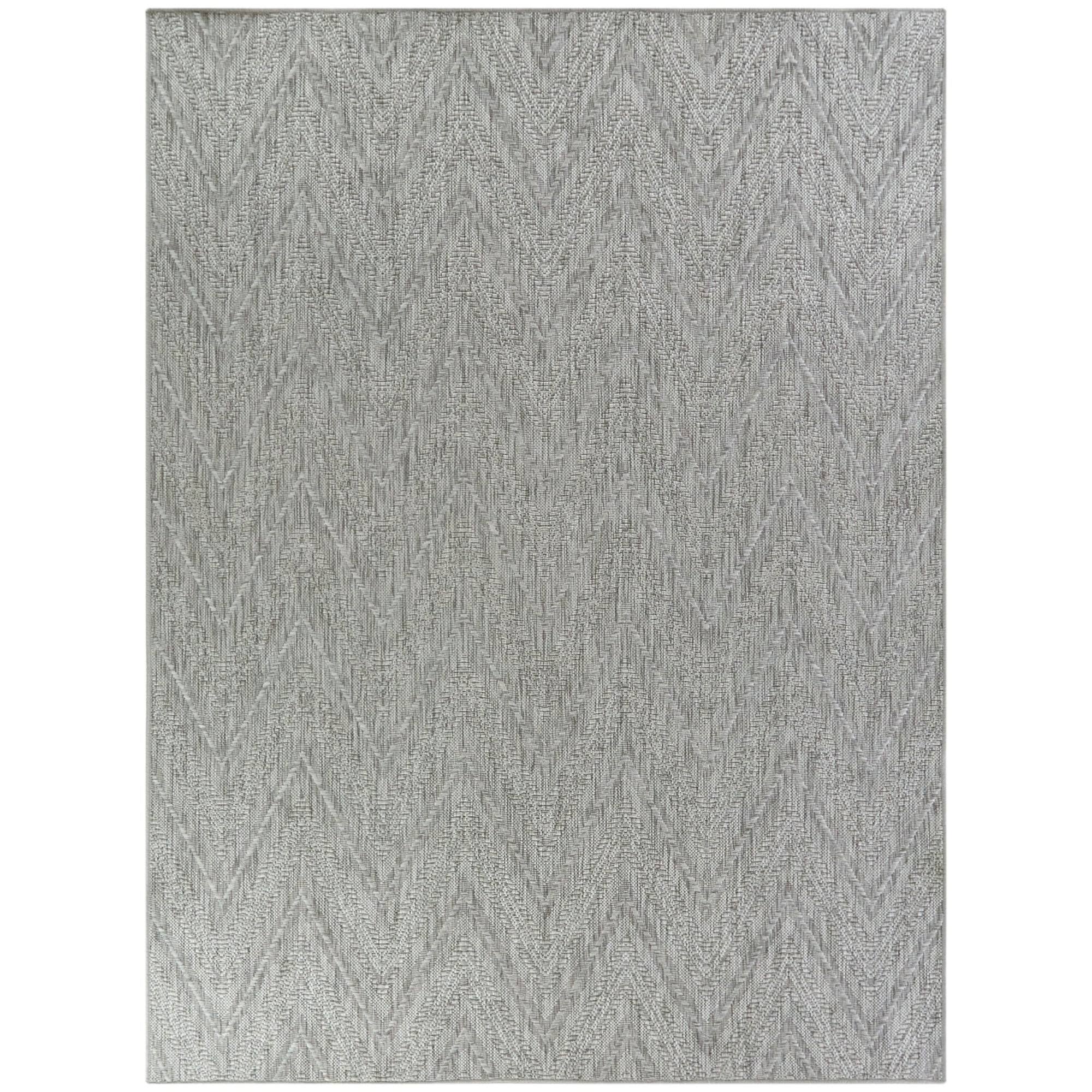 BALTA Kava Grey 5 ft. x 7 ft. Chevron Flatweave Indoor/Outdoor Area Rug