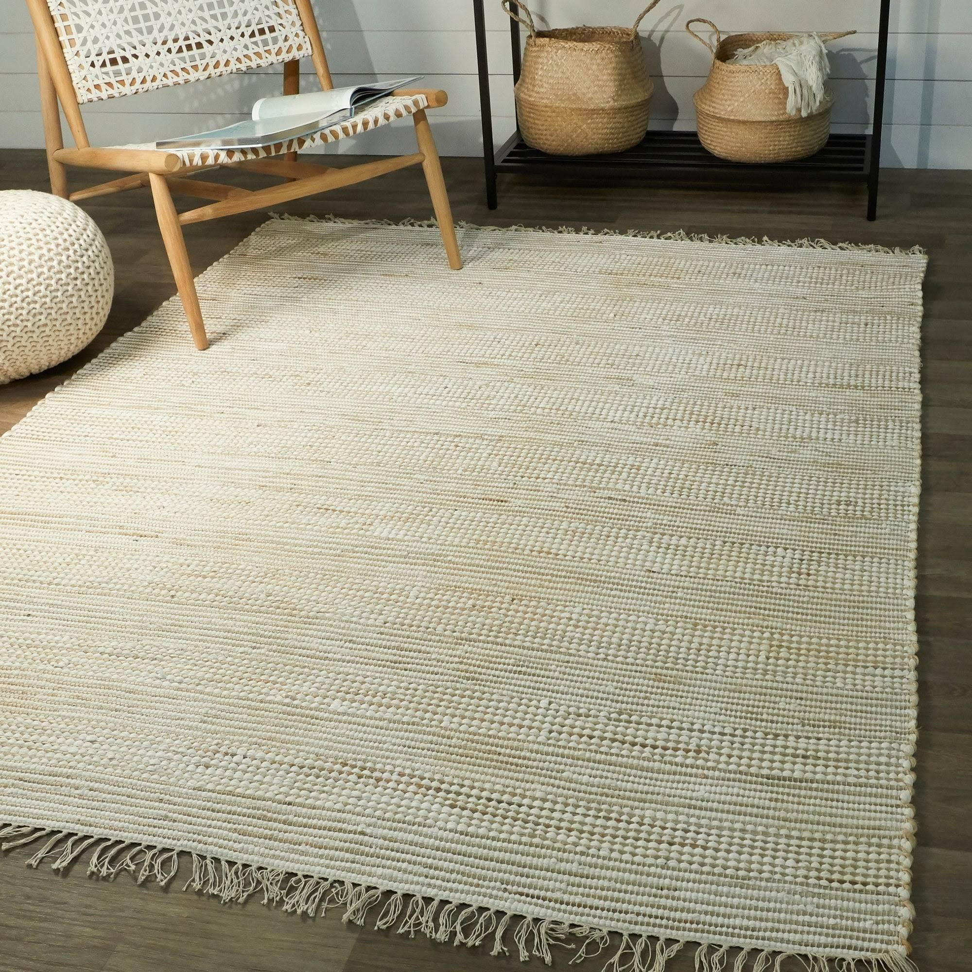 Papilio Hunter Sisal Flatweave Natural Fiber Jute Area Rug - 5&3x22 x 6&7x22 - White