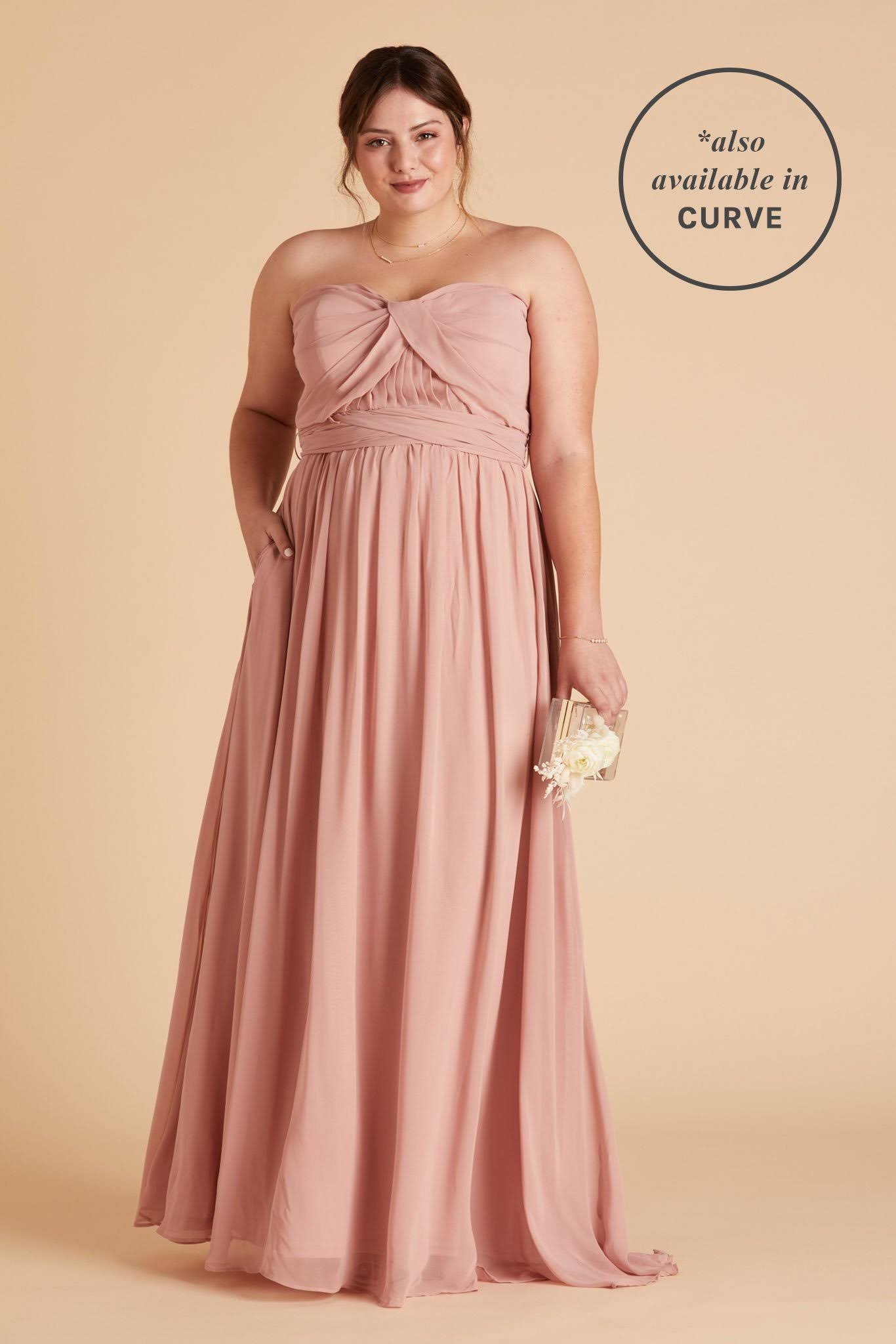 Birdy Grey Grace Convertible Chiffon Bridesmaid Dress in Dusty Rose M / Dusty Rose / No Slit
