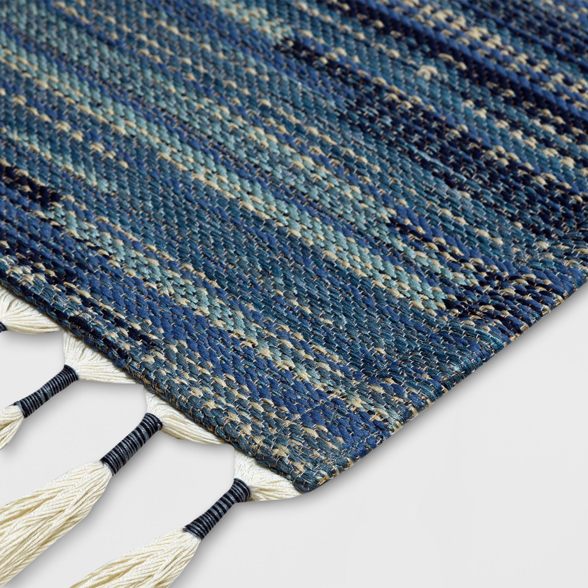 9& x 12& Diamond Tassel Outdoor Rug Blue - Opalhouse