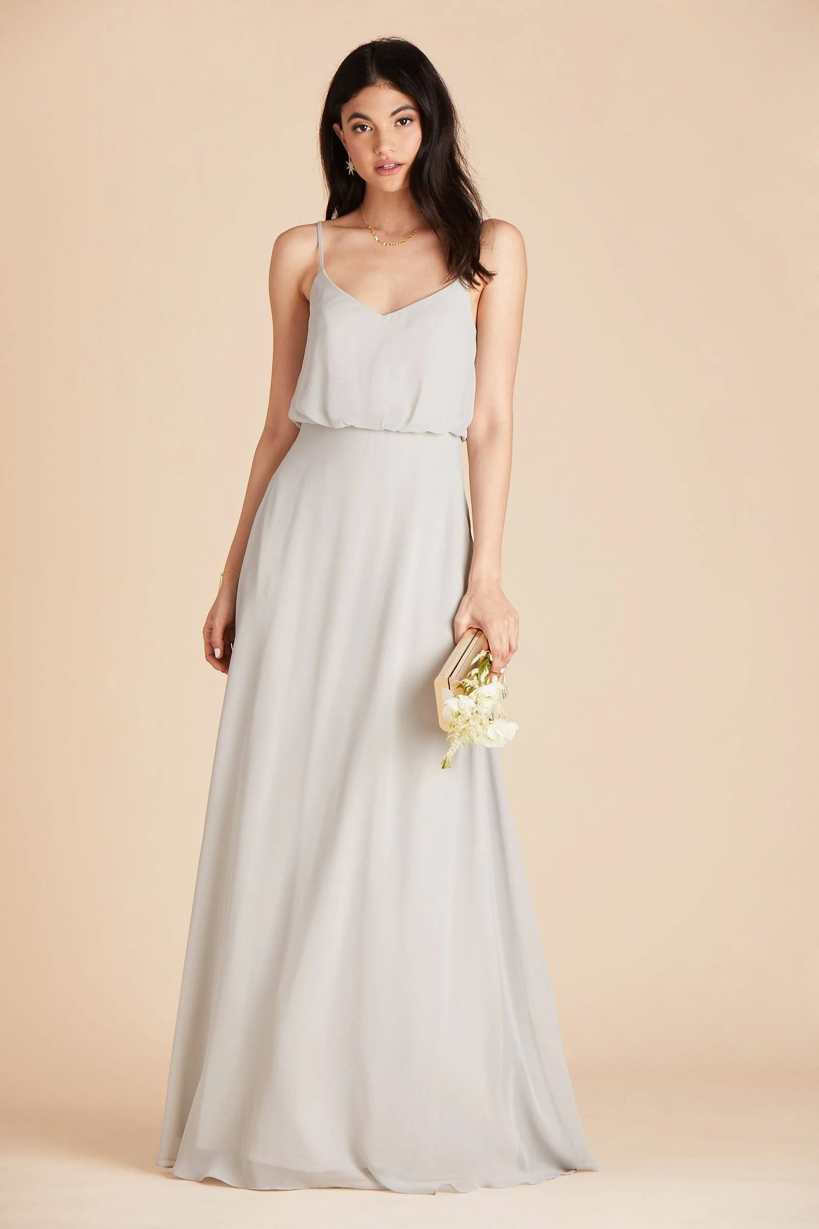 Gwennie Chiffon Bridesmaid Dress in Dove Gray XL / Dove Gray