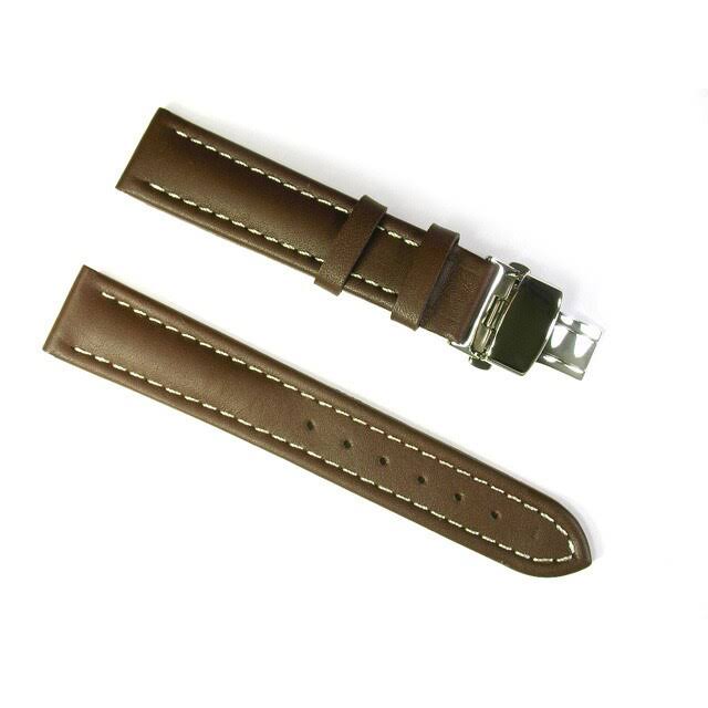 Banda Leather Waterproof Watch Band with Stainless Deployant Two Button Double Fold Buckle Design-Real Italian Calf Leather