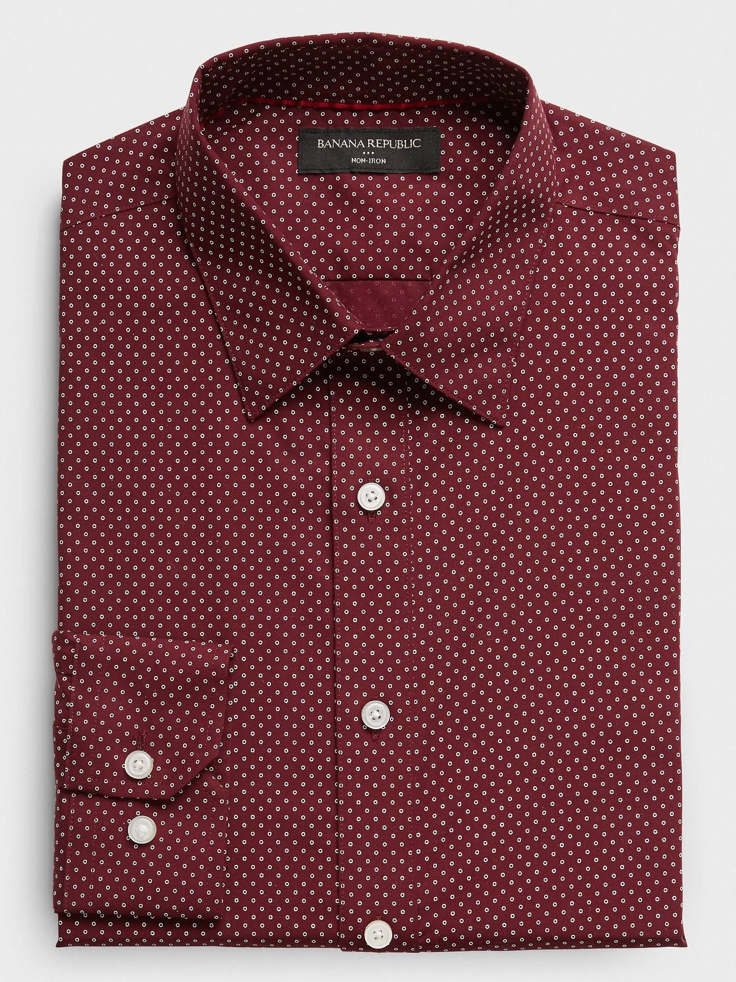 Men's Slim-Fit Untucked Non-Iron Shirt Burgundy