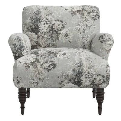 Birch Lane Metter 32x22 Wide Cotton Armchair Body Fabric: Ballad Bouquet Platinum Linen Blend