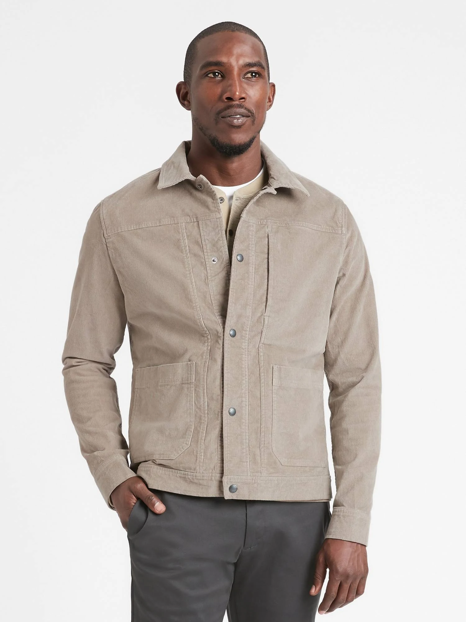 Banana Republic Men's Corduroy Trucker Jacket Stone Beige Size Xs