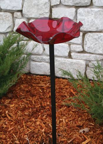 Birds Choice Pole Mounted Acrylic Bird Bath, Red