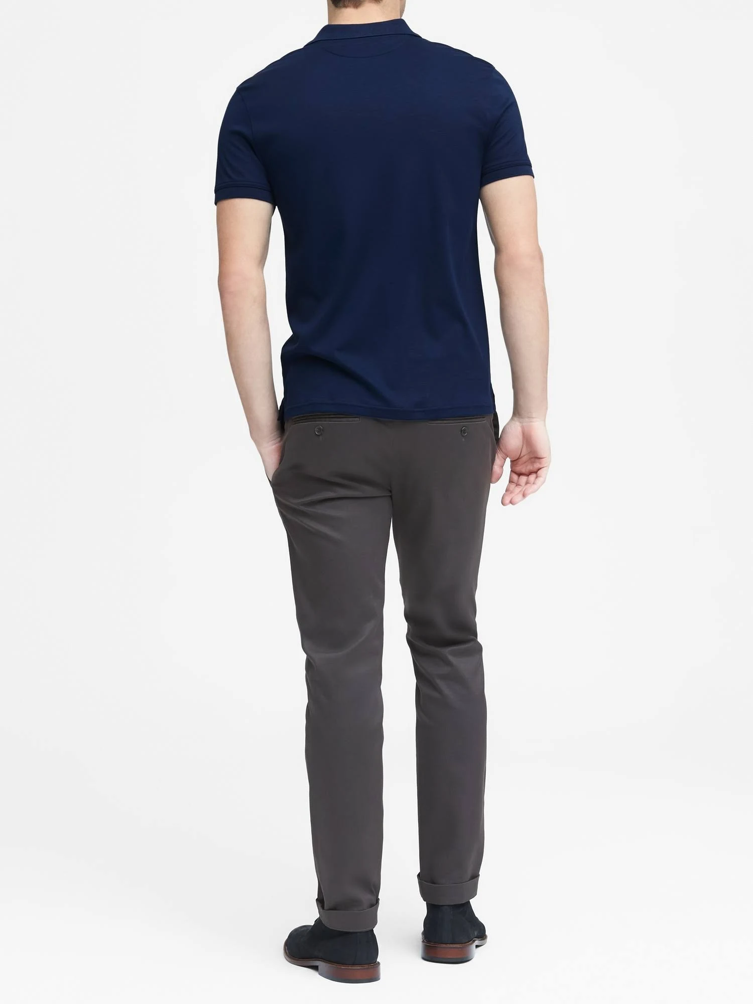 Banana Republic Men's Slim Luxury-Touch Polo Shirt Navy Tall Size M