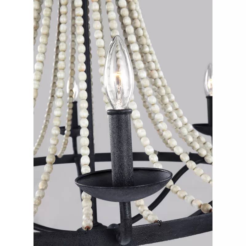 Omaha 6 - Light Candle Style Empire Chandelier with Beaded Accents