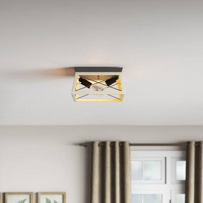 Kowalewski 2-Light 12x22 Flush Mount Birch Lane Fixture Finish Graphite