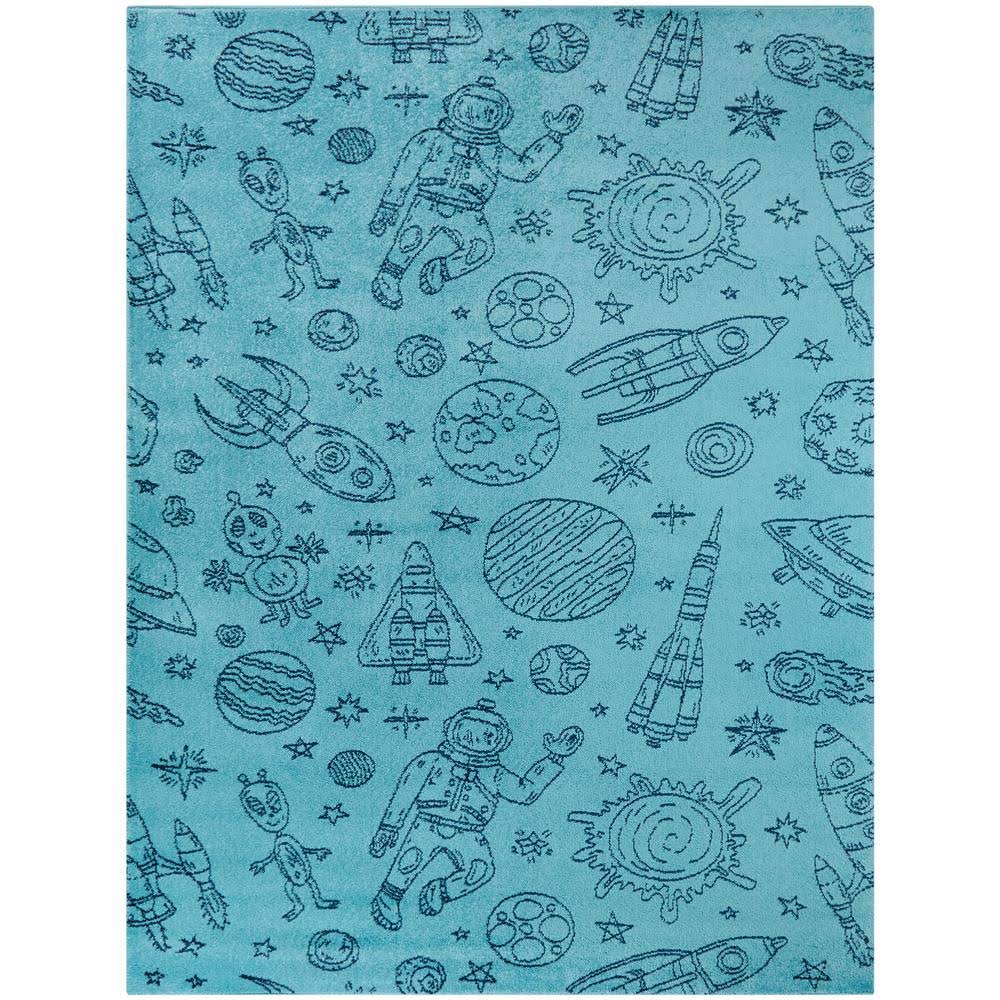 BALTA Space Rockets Light Blue 5 ft. x 7 ft. Area Rug