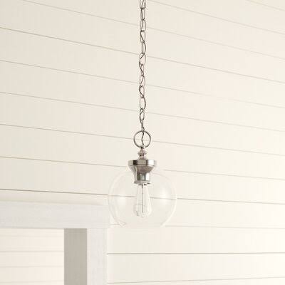 Asellus 1 - Light Single Globe Pendant Mercury Row Finish: Brushed Steel, Size: 12.13x22 H x 8.5x22 W x 8.5x22 D