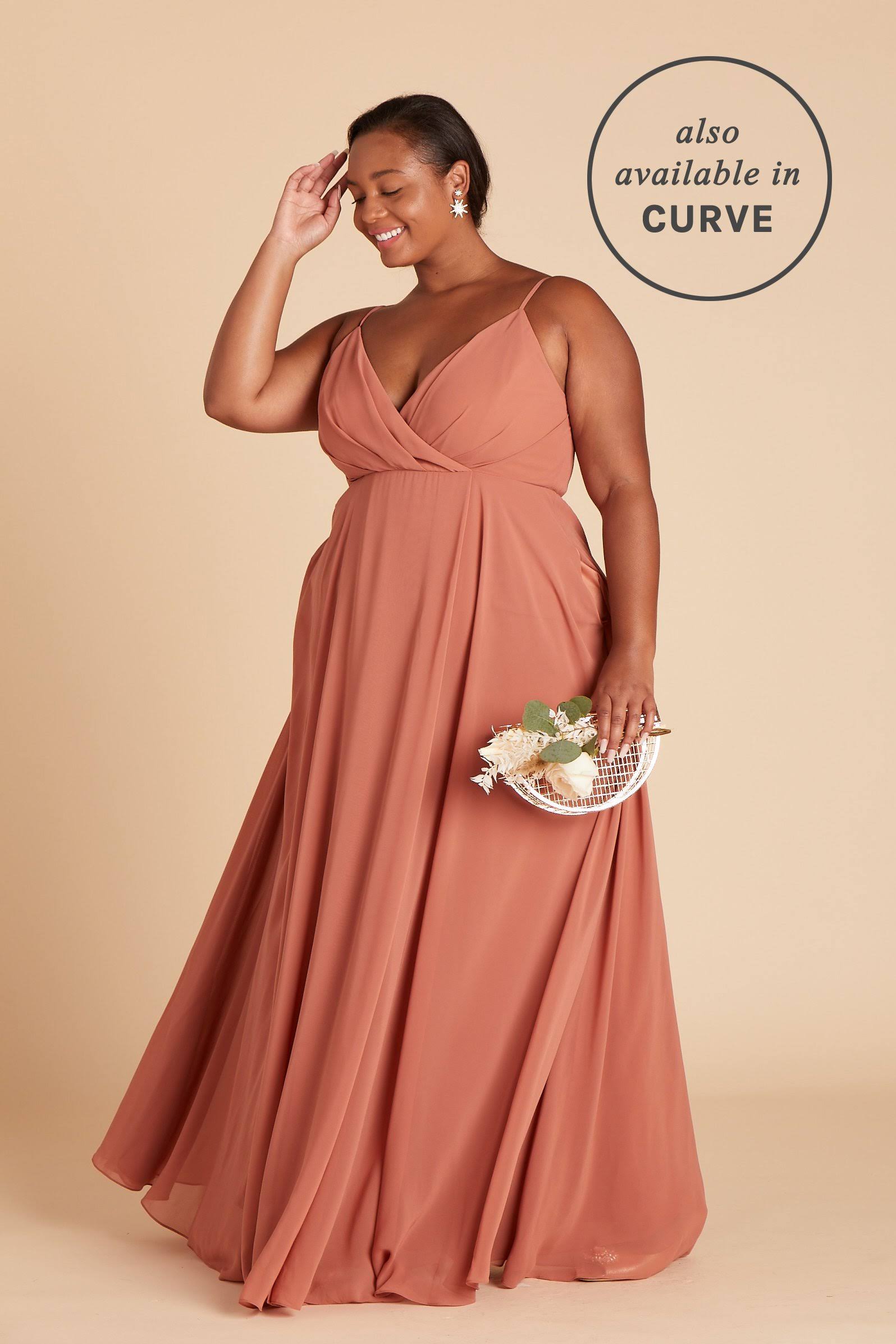 Birdy Grey Kaia Chiffon Bridesmaid Dress in Terracotta S / Terracotta