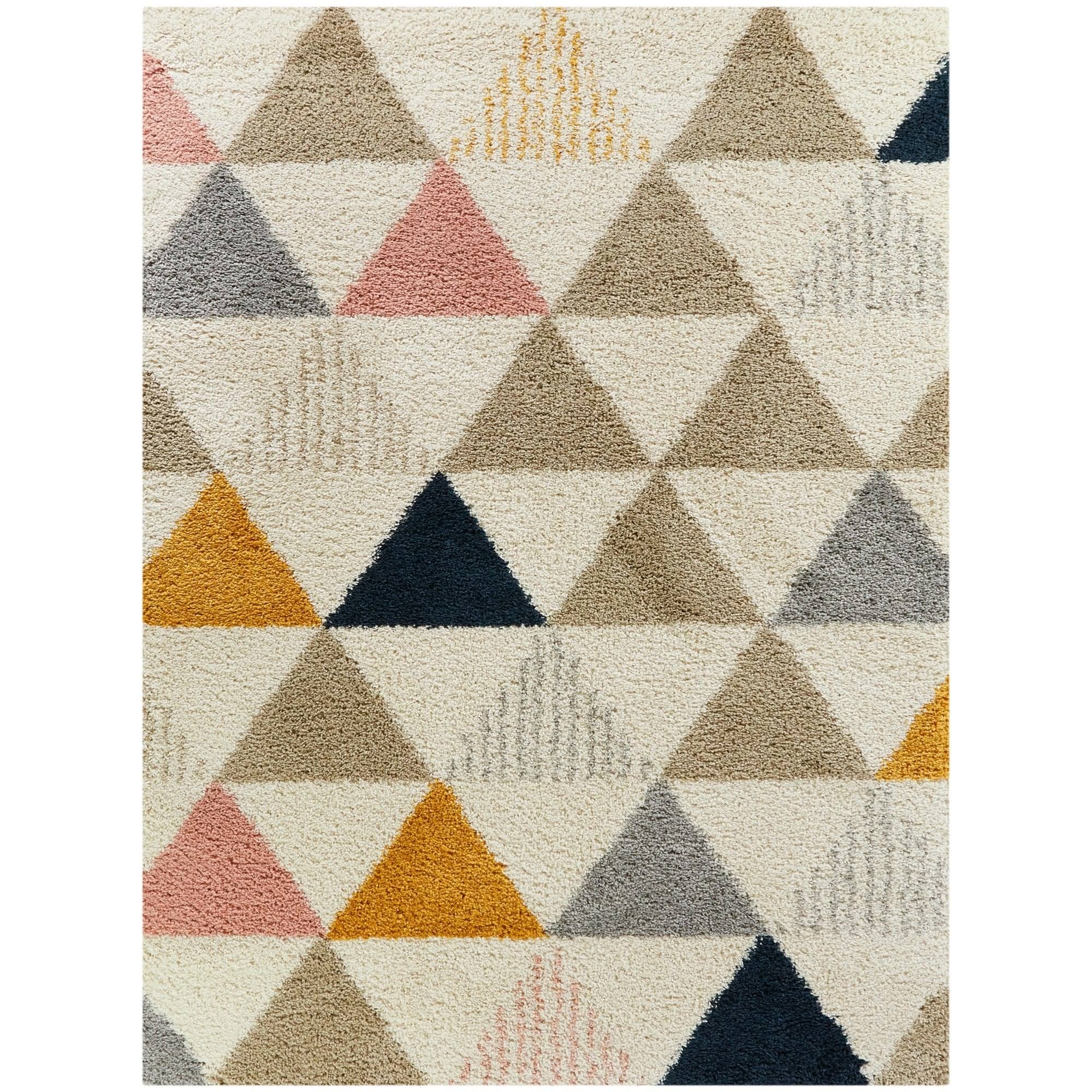 Balta parler Modern Berber Shag Geometric Area Rug - 5&3x22 x 7& - White