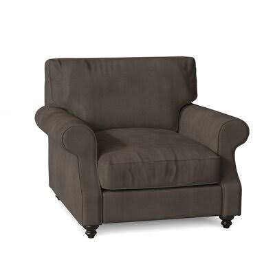 Birch Lane Woburn 39x22 Wide Down Cushion Armchair Body Fabric: Tina Charcoal, Leg Color: Black Walnut