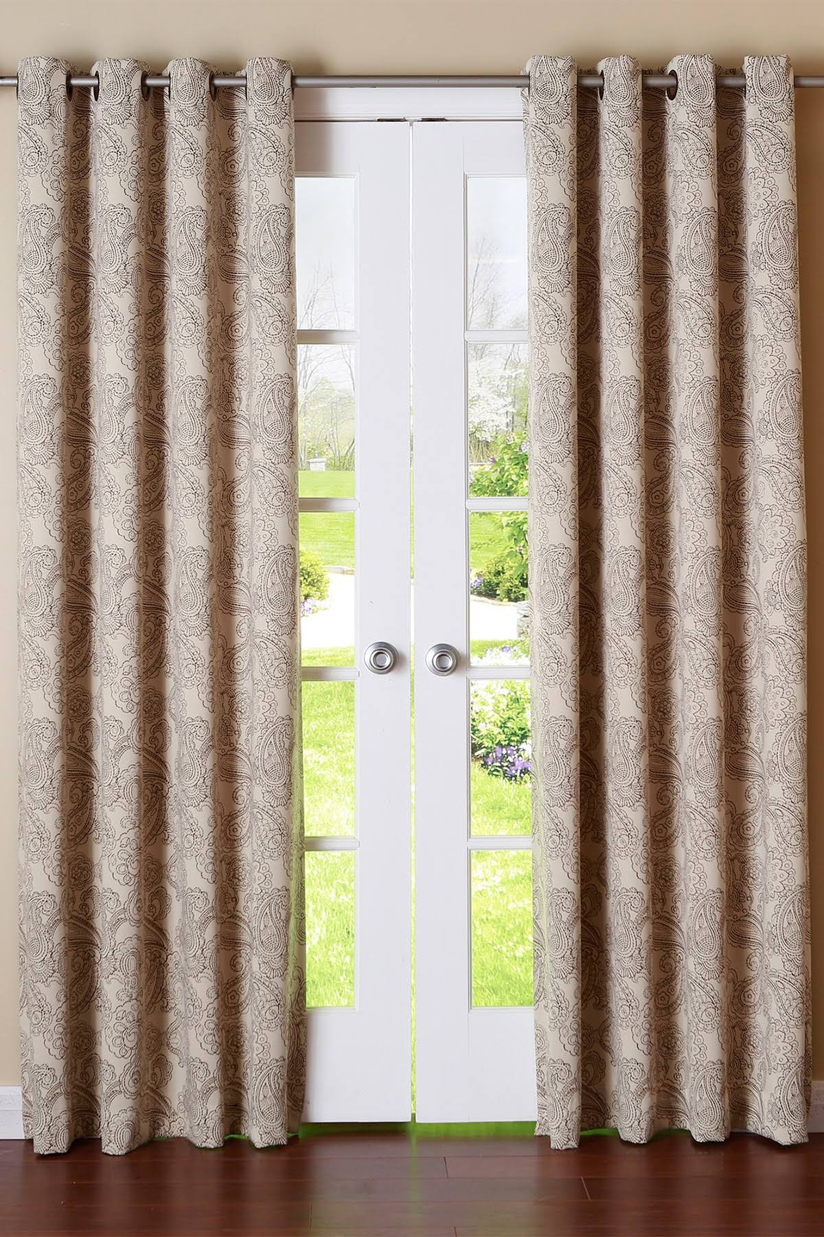 Best Home Fashion, Inc. Paisley Stitch Grommet Blackout Thermal Curtain Panels Color: Brown, Size: 52x22 W x 96x22 L