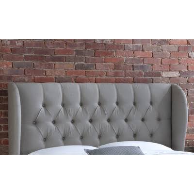 House of Hampton Stowmarket Tufted Diamond Upholstered Wingback Headboard Size: Full, Upholstery: Grey