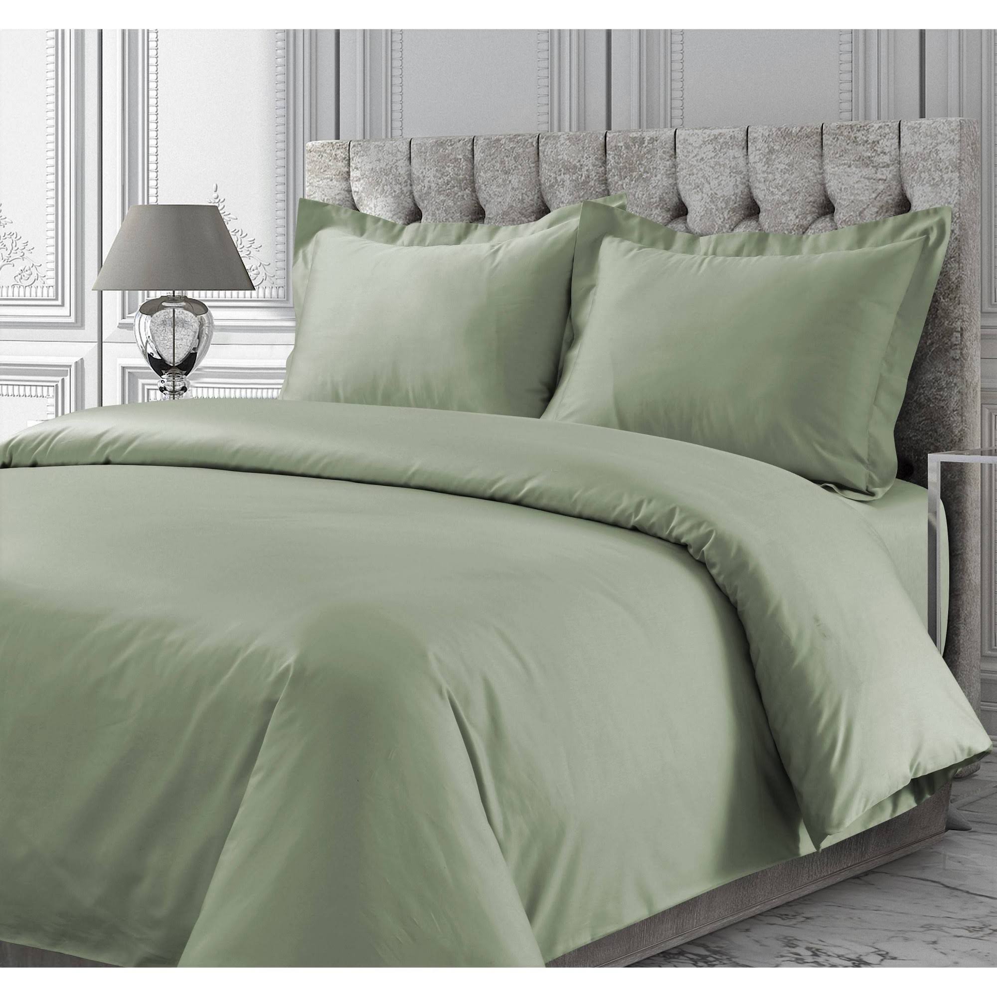 Tribeca Living 300 Thread Count Rayon from Bamboo Oversized Duvet Cover Set, Green, King Set