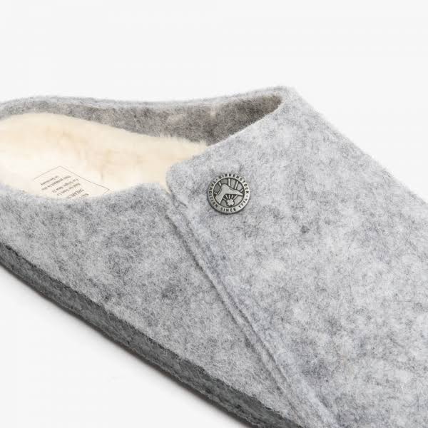 Birkenstock Zermatt Wool Felt Light Gray Shearling Clogs
