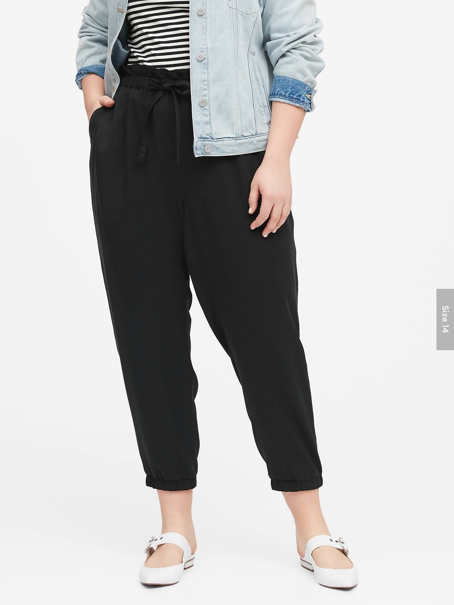 Banana Republic Women's Tencel Paperbag Jogger Black Size M