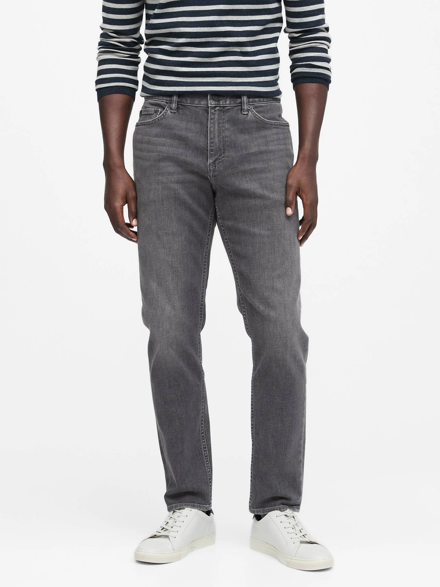 Banana Republic Men's Athletic Tapered Rapid Movement Denim Jean with Coolmax Technology Slate Gray Wash Size 30W 30L