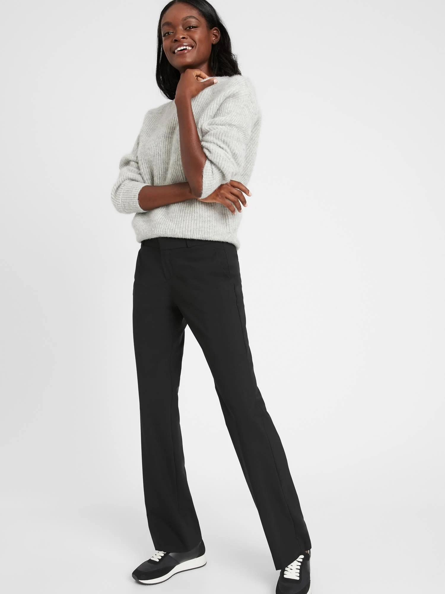 Banana Republic Women's Logan Trouser-Fit Washable Wool-Blend Pant Black Size 4 Regular