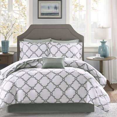 Willa Arlo Interiors Reversible Comforter Set Size: Twin Comforter + 6 Additional Pieces, Color: Gray