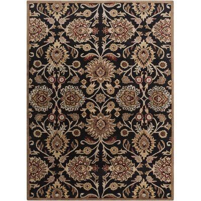 Arden Floral Handmade Tufted Wool Black/Camel Area Rug Birch Lane Rug Size: Rectangle 6& x 9&