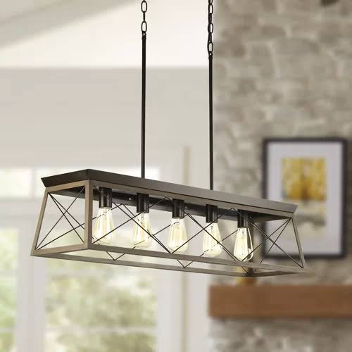 Delon 5 - Light Kitchen Island Linear Pendant - Graphite/Whitewash