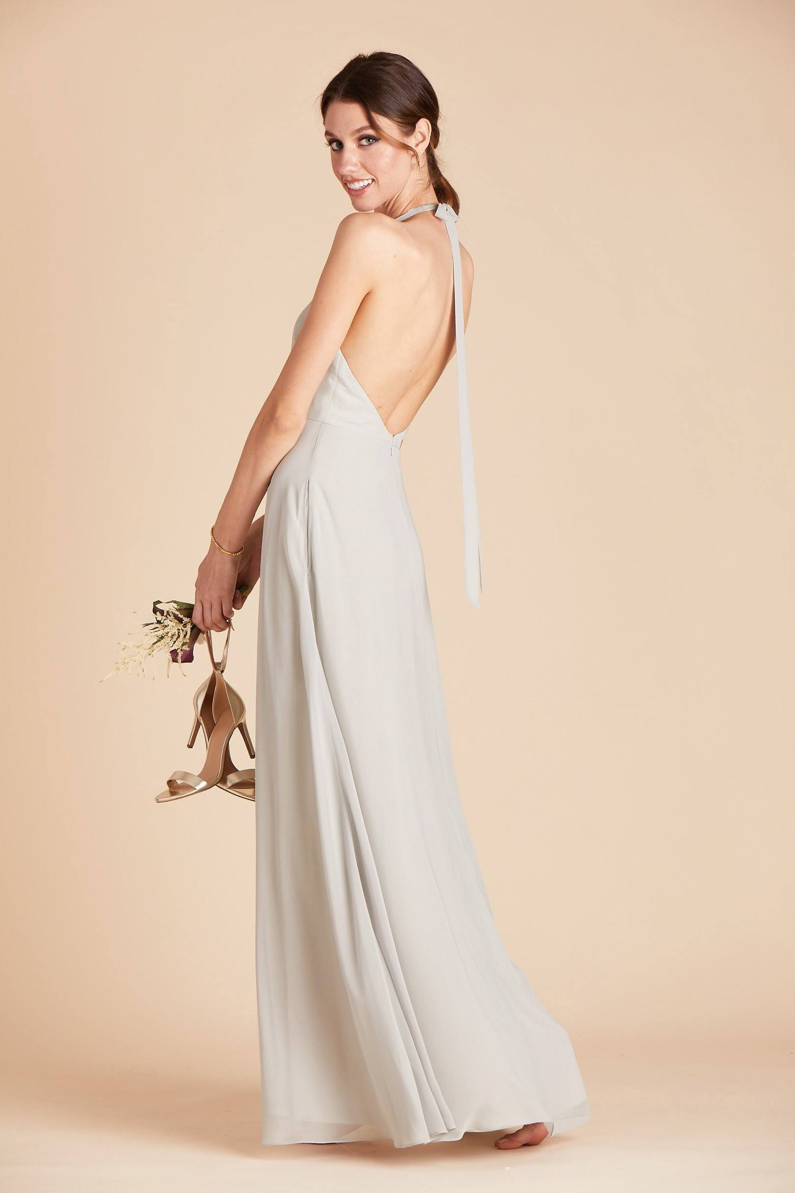 Moni Convertible Chiffon Bridesmaid Dress in Dove Gray L / Dove Gray